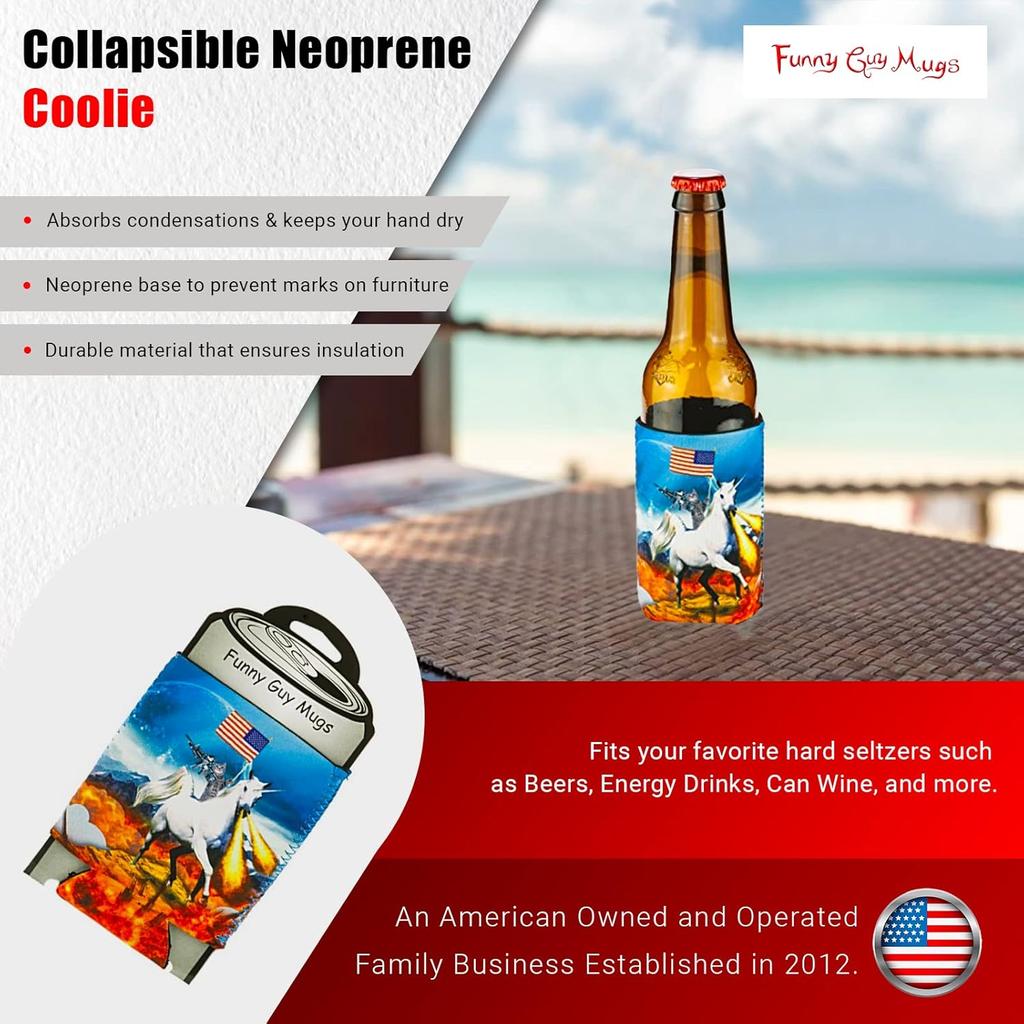 Funny Guy Mugs Space Cat Collapsible Neoprene Can Coolie - Unicorn Drink Cooler