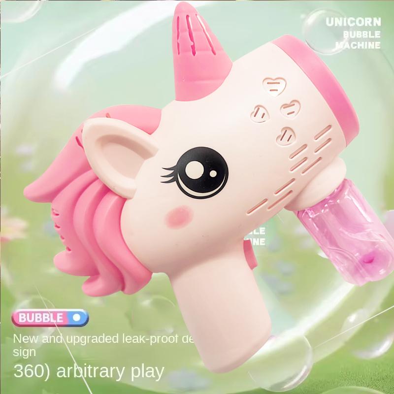 Non-Toxic Unicorn Bubbles Machine Automatic Soap Blower Bubble Blowing Toy Electric Bubble Gun Outdoor Party Games Toy