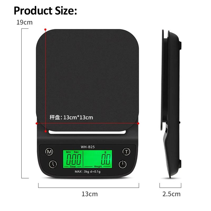 LCD Digital Electronic Coffee Scale Kitchen Baking Coffee Weight Balance Kitchen Scale 3kg/0.1g Digital Food Scale for Baking