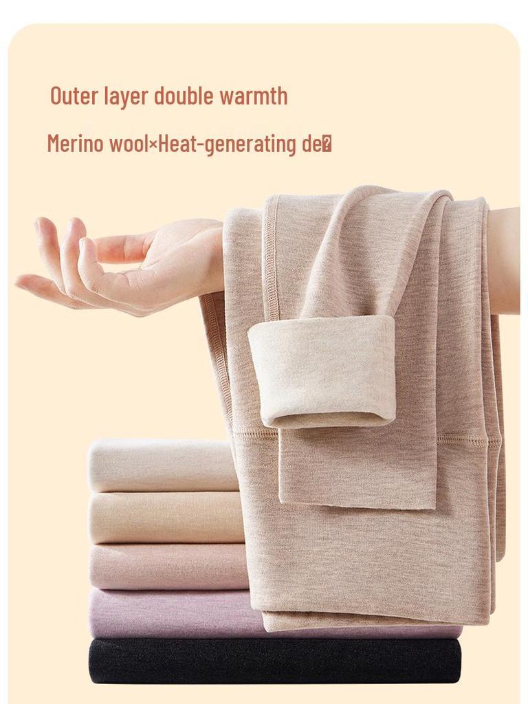 Women's High-Waisted Fleece-Lined Velvet Leggings - Warm Acrylic Autumn/Winter Base Pants