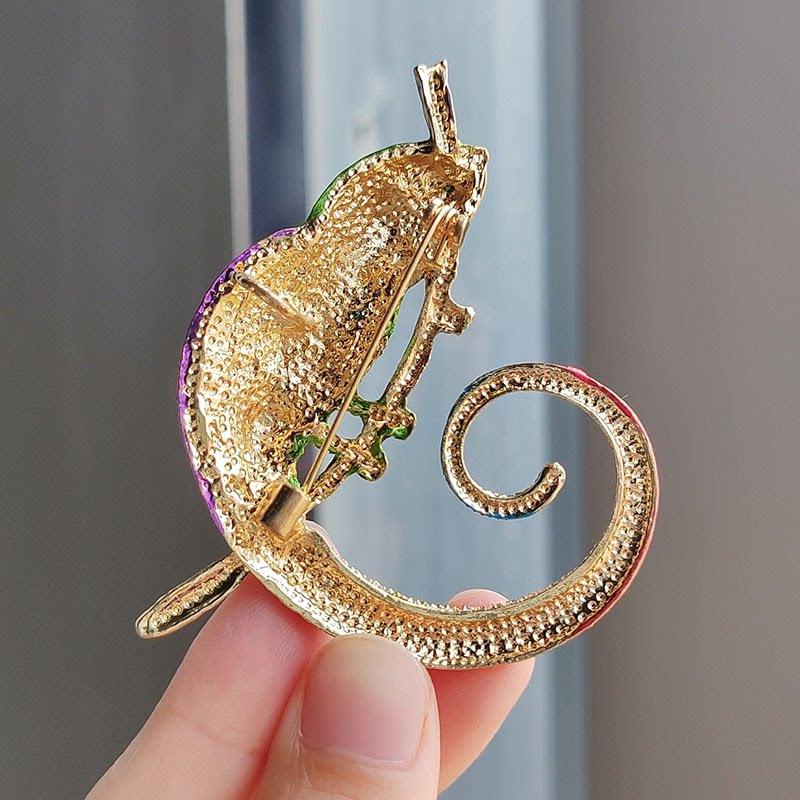 Chamäleon Tier Eidechse Broschen Pins Mehrfarbiger Schmuck Kreatives Geschenk für Frauen Mode Büro Outfit Highlight