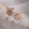 1Pair Purple Dream Butterfly Pearl Stud Earrings Korean Exquisite Gentle Sweet Earring For Women Girl Party Wedding Jewelry Gift