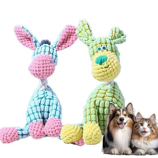2Pcs Dogs Plush Toys Indestructible Dog Toys Interactive Squeaky Stuffed Animals for Aggressive Chewers Small Medium Large Breeds Puppy Teething Toy