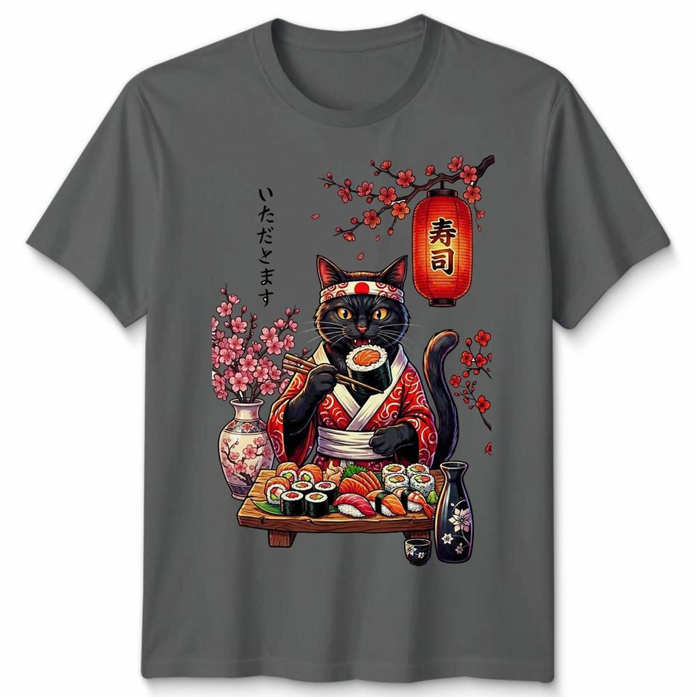 Japanese Sushi Cat Kitten Anime Unisexga Unisex T Shirt Unisexs Unisexs Tee
