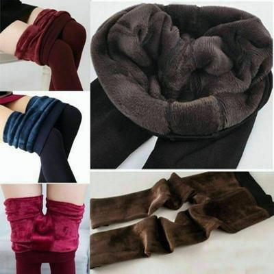 Women Winter Black Thick Warm Soft Fleece Lined Thermal Stretchy Leggings Pants
