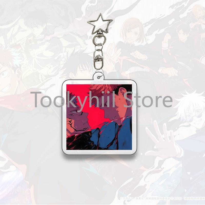 Gojo Satoru Square Keychain Boyfriend Exquisite Backpack Anime Figure Decorate Pendant Cartoon Itadori Yuji Collect Accessories