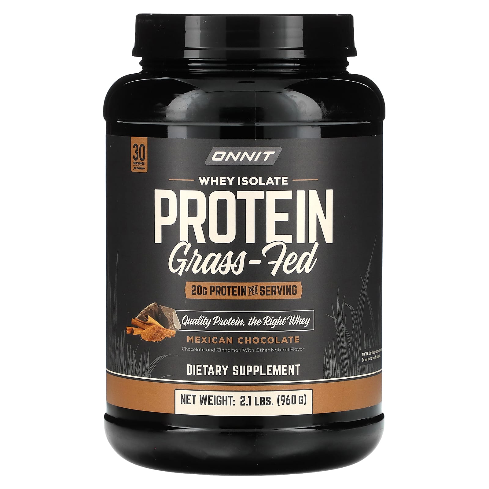 

Whey Protein Isolate, Grass-Fed, Mexican Chocolate Flavor, 960G (2.1Lb)