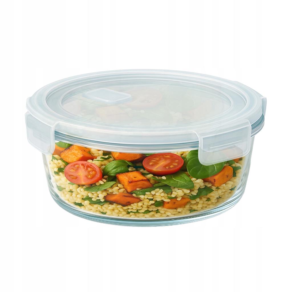 Pojemnik Szklany Hermetyczny Okrągły 950 Ml Na Żywność Jedzenie Obiad Lunch