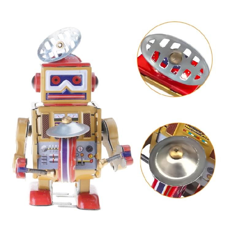 Antique Tinplate Toy Unique Robot Tin Drummer Vintage Wind Up Toy for Home Decoration and Collection