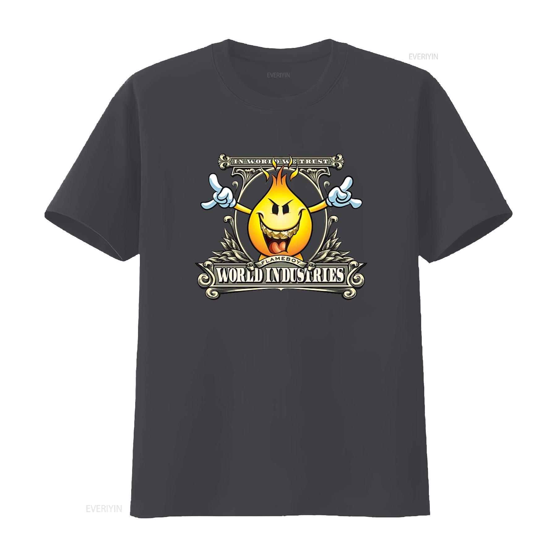

World Industries Flameboy T Shirt Black Small Size New Without Tags vintage Washed streetwear designer clothes homme Stylish S