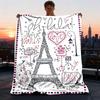 1pc Eiffel Tower, Paris Love Print Outdoor Blanket, Lightweight Polyester,