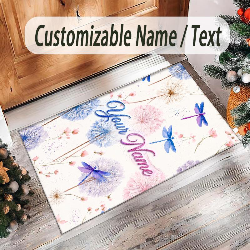 Leopard Theme Crystal Velvet Floor Rug Personalized Custom Name Text Warm Carpet Home Decoration