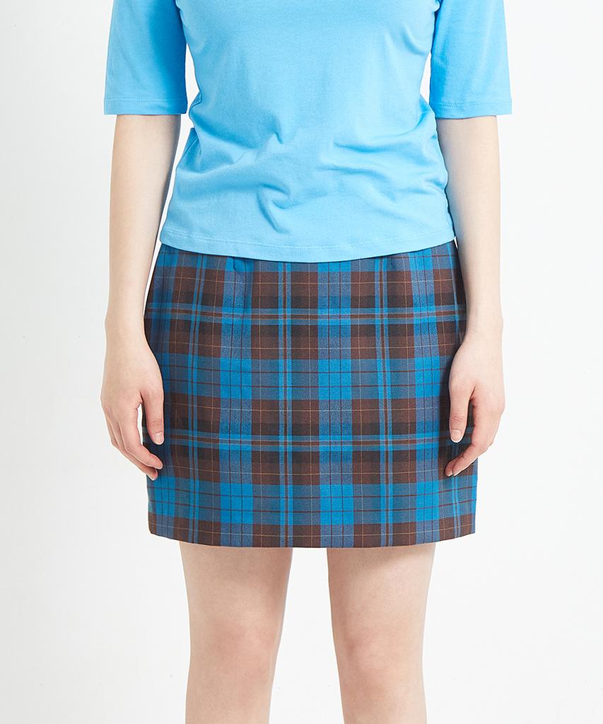Cotton Rivers Club Color Check Skirt (Blue)
