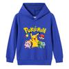 Ny hettegenser for barn høst og vinter Gutter og jenter utendørs sportsskjorte Langermet topp Tegneserie Pikachu trykktopp