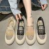 Loafers Women's 2025 New Summer Versatile Mesh One-pedal Soft-soled Rhinestone Flats Single Shoes