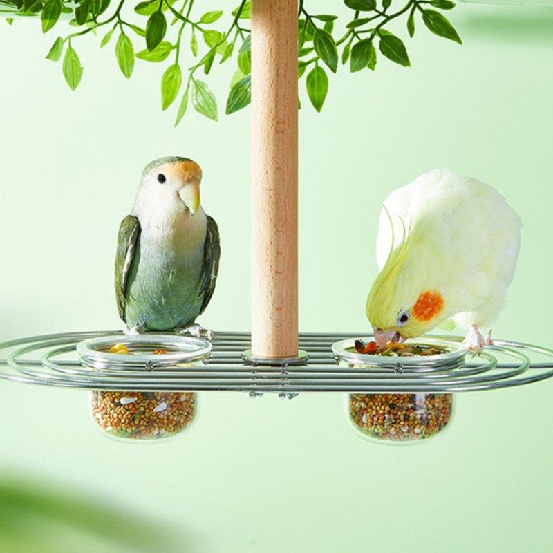 Anti-Spill Avian Food Holder No-Mess Design Avian Perch with Food Bowls Hanging Parrot Feeder Easy to Clean Enclosure Feeding