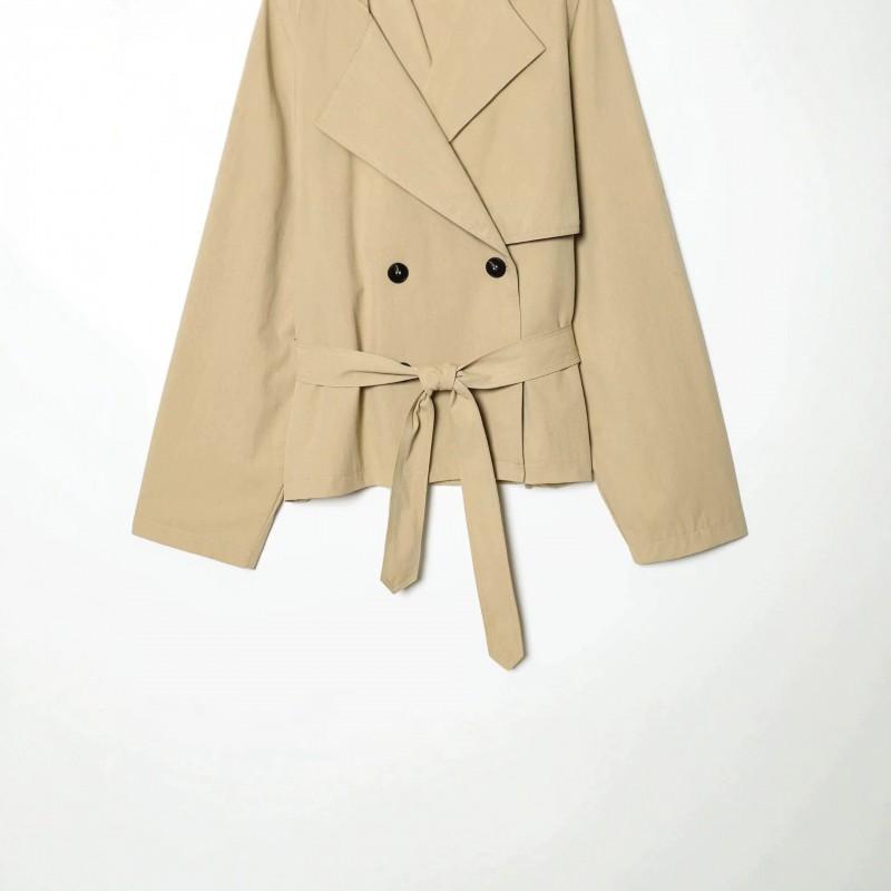 Womens Fashion Trench Coat With Belt Padded Shoulders Casual Loose Fit Fall Outerwear