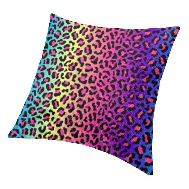 Rainbow Leopard Tiger Cheetah Print Pattern Cushion Cover 40X40Cm Home Decor Print Throw Pillow For Car Double Side