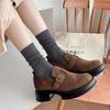 Dui Dui Socks, Women's Mid-calf Socks for Autumn and Winter, Solid-colored Cotton Socks, Trendy Stretch Women's Socks, Long Socks