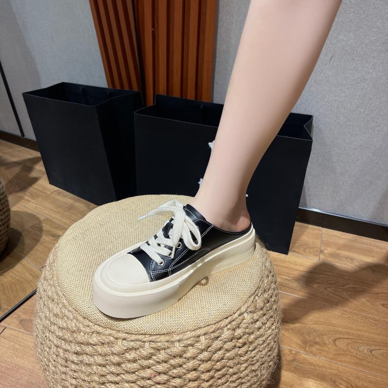 

Закрытые полутапочки женская верхняя одежда новые летние полутапочки без каблука на платформе ленивые повседневные туфли для женщин 40 чёрный