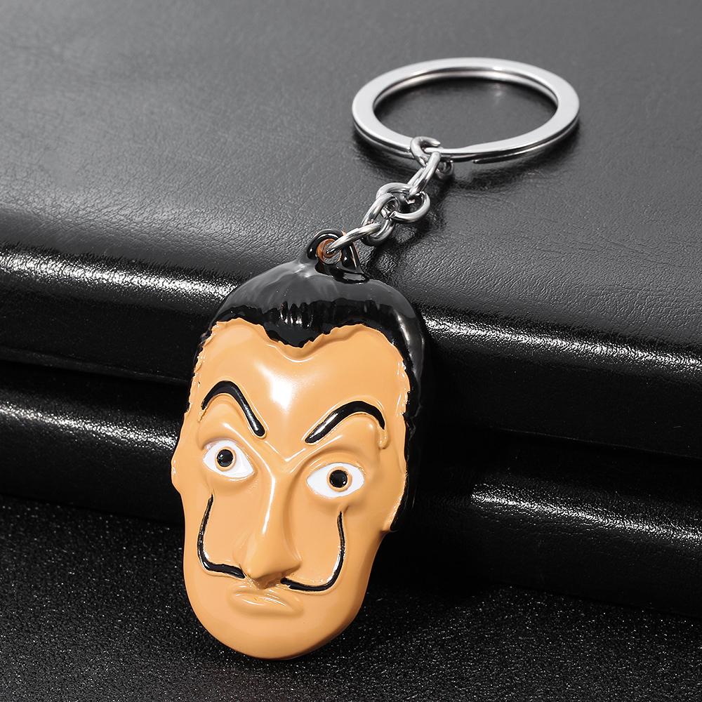 Mask Keychain Money Heist The House of Paper Salvador Dali Mask Key Chain  for Women Men Car Keyring Jewelry