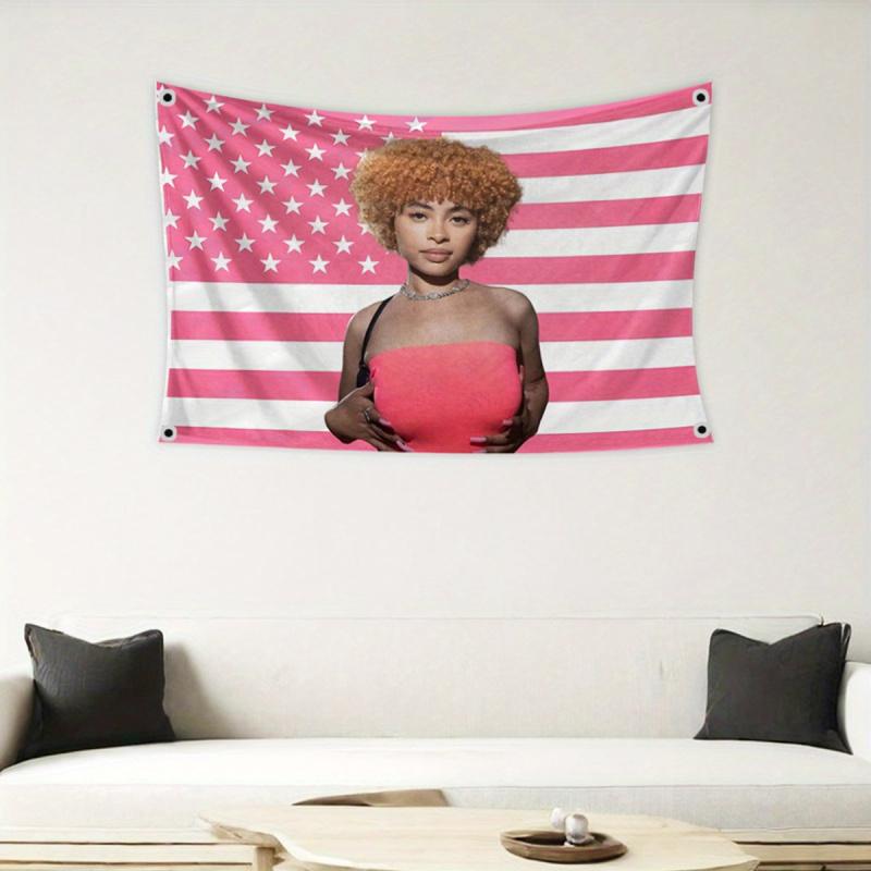 VIKAMA Pink American Flag Idol Tapestry Pop Culture Bedroom Dormitory Wall Hanging Home Aesthetic Decoration