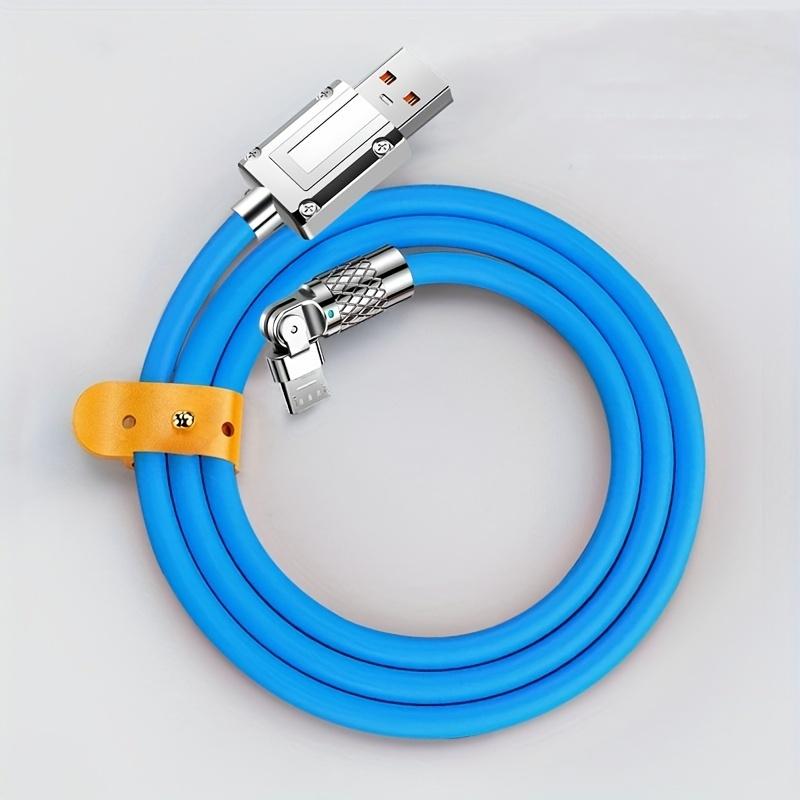 Datenkabel aus Zinklegierung mit 180°-Drehung, 6A Schnelllade-Silikon-USB-Datenkabel