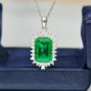 Tancise Jewelry Sterling Silver Luxury Emerald Pendant Foreign Trade Hot Selling Necklace 40 + 5