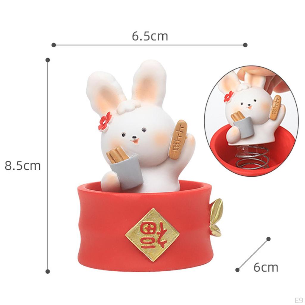 Chinese Statue Figurines Home Decoration Table Centerpieces Shaking Bunny Sculpture for Desktop,