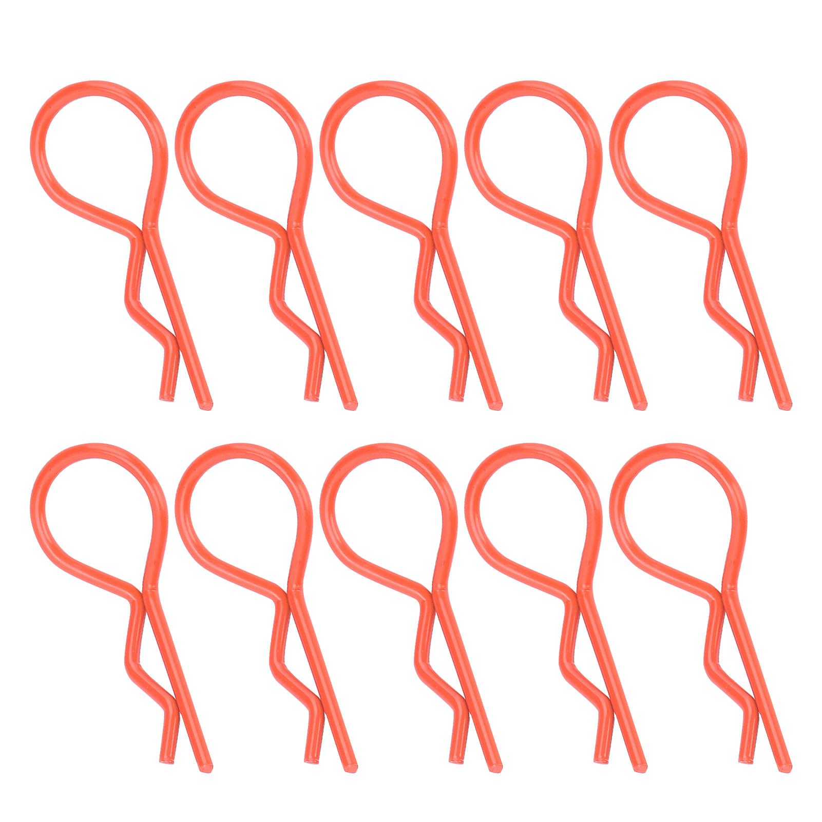 

10Pcs 13MM RC Car Shell Clip RShape Metal Body Clips Pins for 15 16 18 110 RC Car(Orange )