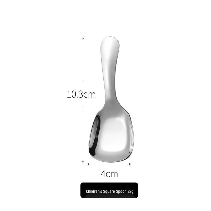 304 Stainless Steel Mini Spoon: Small Children's Ice Cream, Dessert, Short Handle Tea Spoon with Square and Pointed Heads.
