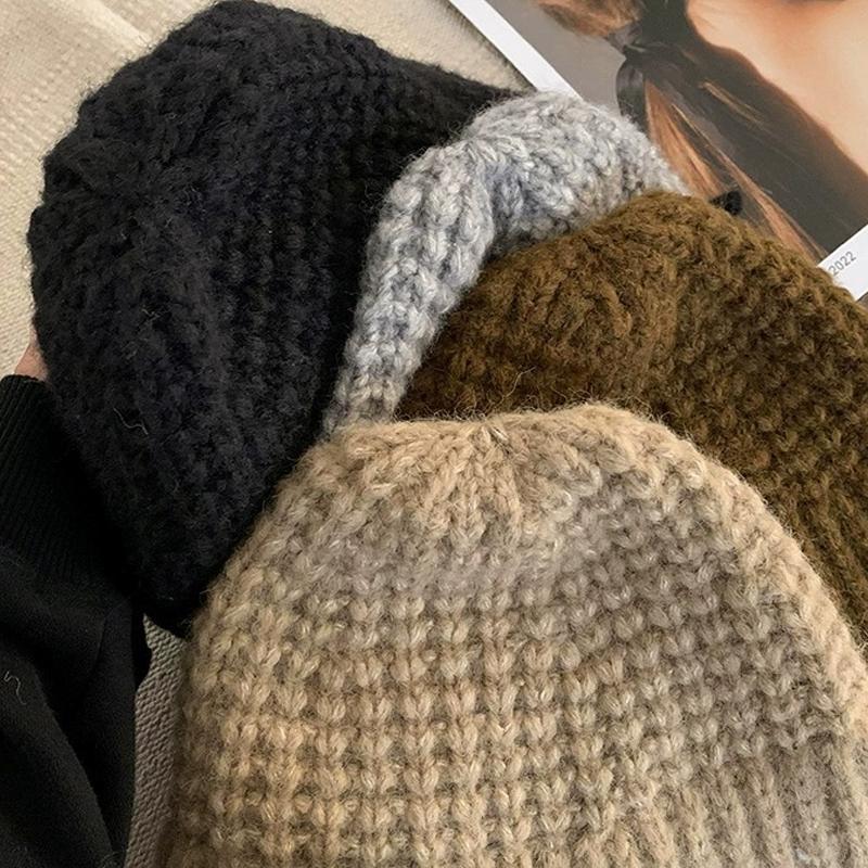 Korean Versatile Bucket Hat Winter  Keep Warm Earmuff Casual Knitted Hat For Women