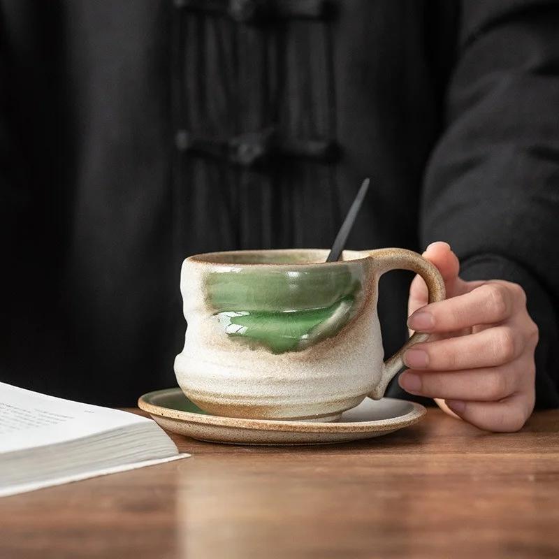 Japansk Nordisk Reisekopp og Skål Vintage Keramisk Kaffekopp og Skål Camping Estetisk Kaffe Ettermiddagste Sett Melkekopp
