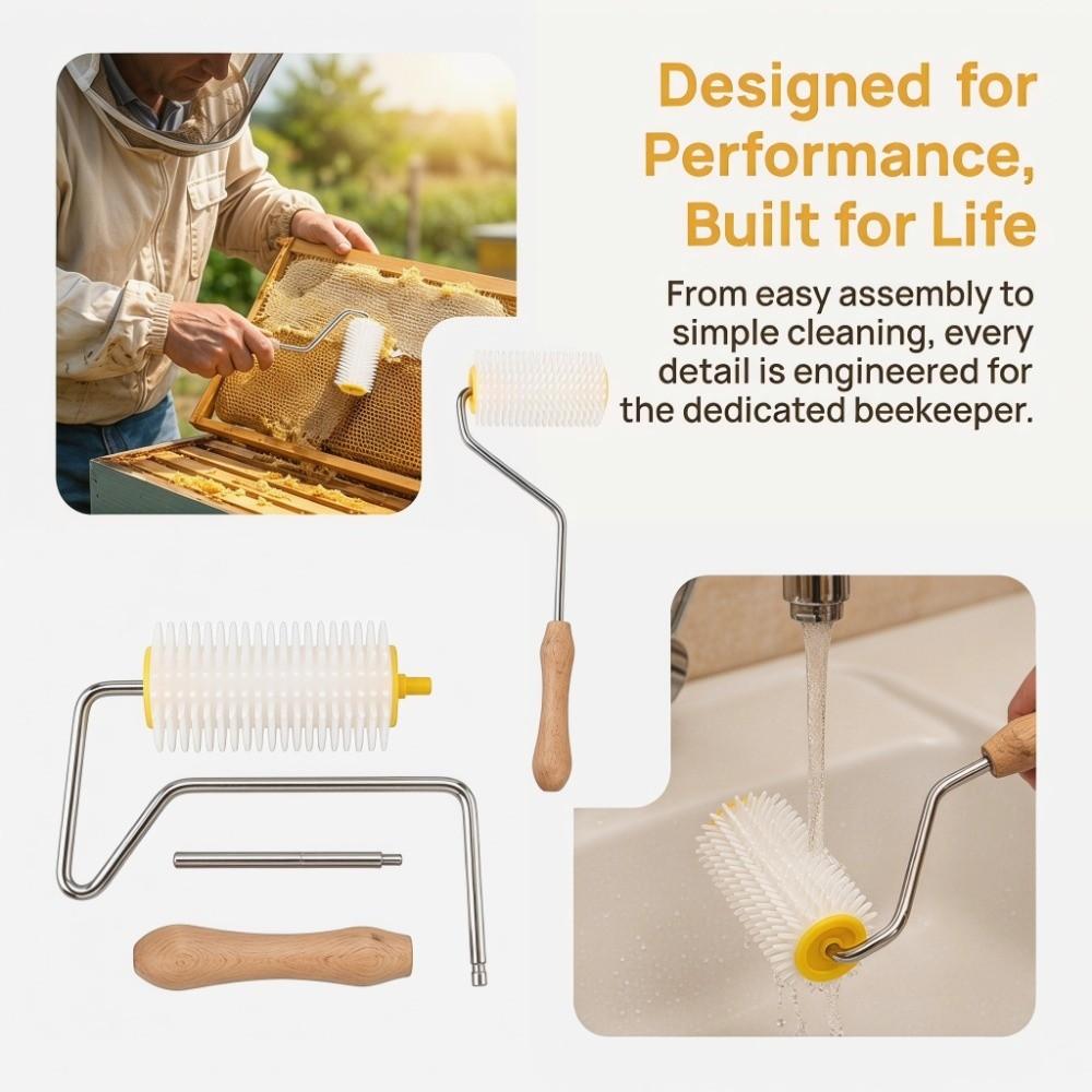 Durable Uncapping Needle Roller Wood Honey Extractor Roller Honey Uncapping Roller Beekeeper