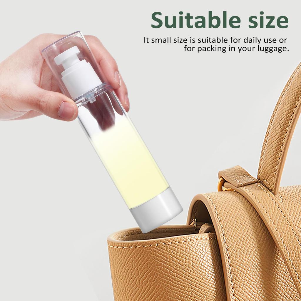 BESTOYARD Travel Pump Bottle, 100ml, Leak-Proof, Airless Refillable Container for Lotion and Emulsion, Clear Compact Size, Easy to Carry