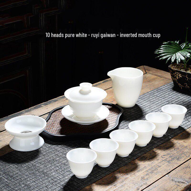 Yuziro Dehua Mutton-fat Jade Ceramic Gongfu Tea Set