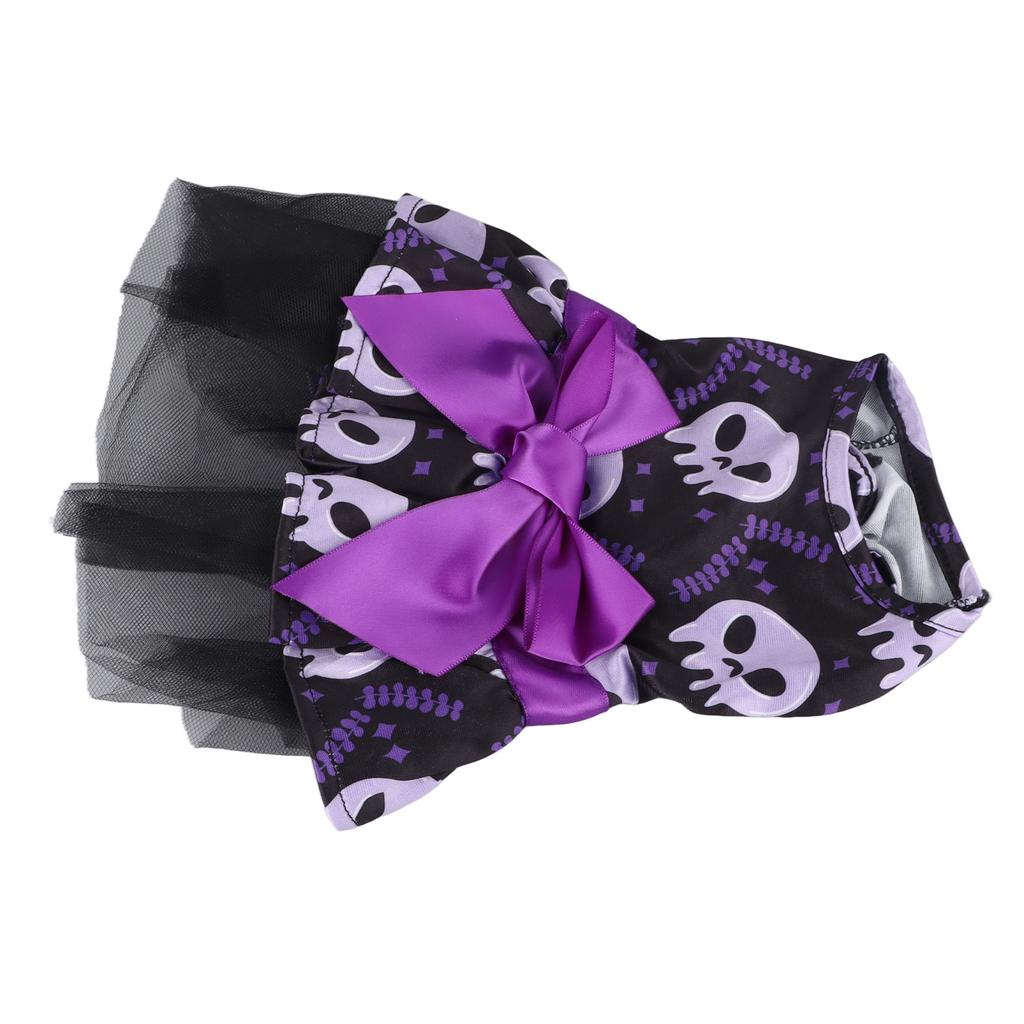 Dog Halloween Dress Skull Face Comfortable Polyester Washable Pet Dress for Puppy Skull