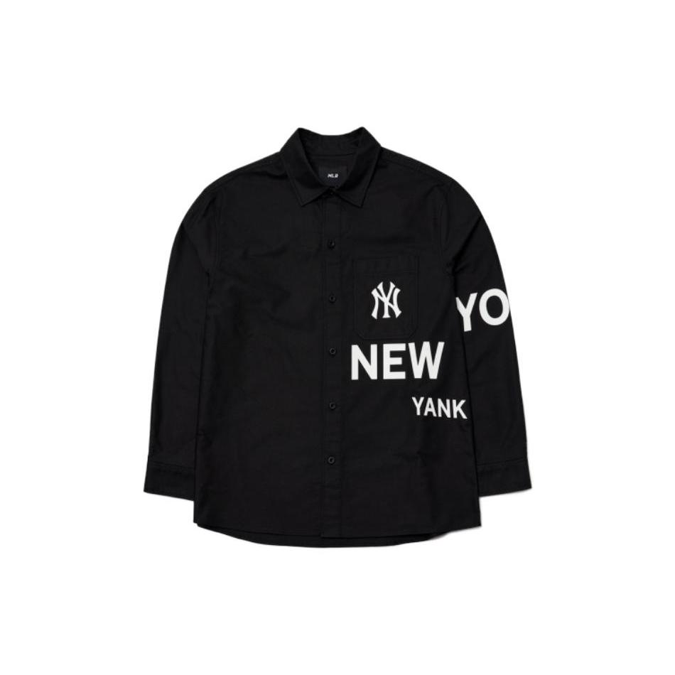 MLB Base Logo Shirts Unisex Black Square Collar Moderate Other 3AWS00121-50BKS XS
