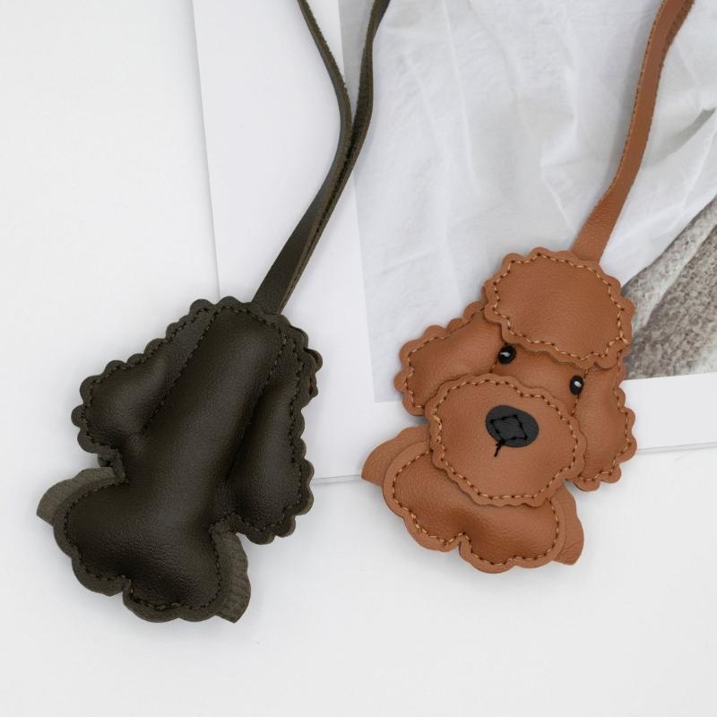 Araba veya Çanta Dekorasyonu İçin Şık Sağlam PU Deri Köpek Simgeli Anahtarlık Aksesuarı Sağlam Örgülü Kayışlı Günlük Kullanım