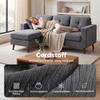 Corner Sofa 192 Cm L-Shaped 3-Seater Sofa with Reversible Chaise Longue, Corduroy Look, for Small Rooms, Dark Grey