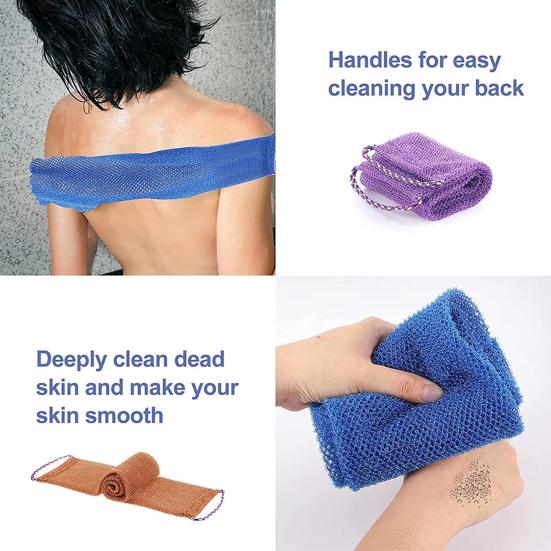 Exfoliating Washcloth Super Absorbent Extra-Long Quick-Dry Highly Elastic Reusable Remove Dead Skin Nylon Thickened Back Scrubber Exfoliating Towel