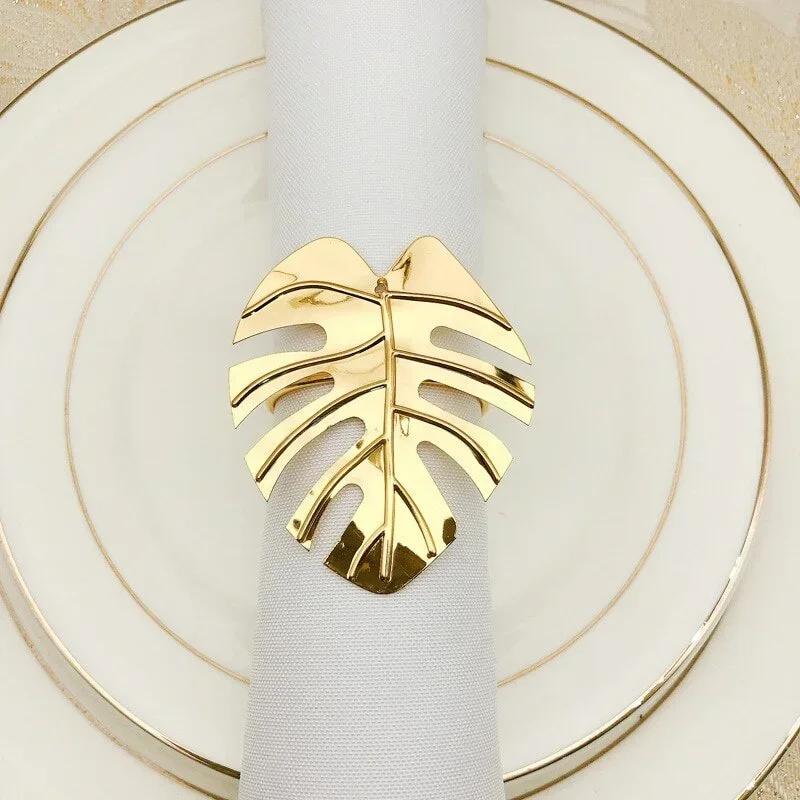 Table Supplies Fashion Solid Color Napkin Rings Set Leaves Napkin Ring Holders Decor Napkin Buckle Wedding Party Table Decor