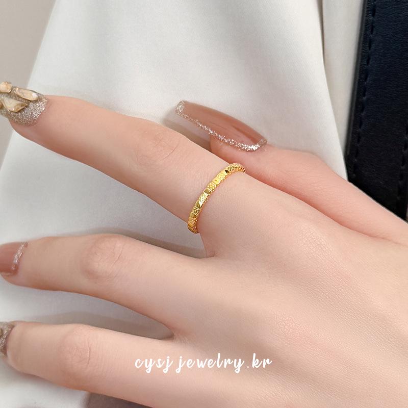 Cui Yan S925 Sterling Silver Korean Style Square Thin Band Ring for Women - Simple, Versatile, Stackable, Openable Design