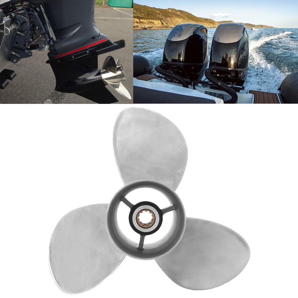 10 1 4x12in Boat Outboard Propeller 3 Blades 10T RH Stainless Steel Replacement for Suzuki Engines 20‑30HP
