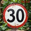 D Plane Rusty Circular Speed Limit  Sign Vintage Metal Design Traffic Themed Wall Art Suitable for Home Garage or for Man C