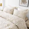 Egyptian Cotton Queen Bedding Set with Cream Branch Pattern and 1200 Thread Count for Breathable Comfort