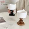 Ins French Retro Solid Wood Splicing Ceramic Goblet Coffee Cup Tray Tableware Home Decoration Photo Props