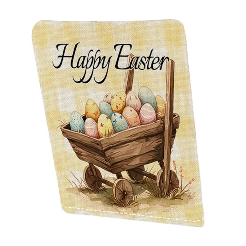 Holiday Inspire Easter Rabbits Print Plush Dining Chair Slipcover Dustproof for Home and Party Decoration