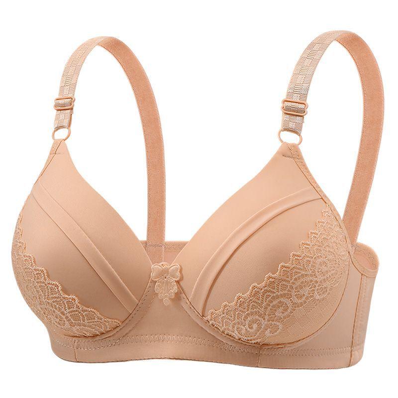 Plus Size Full Coverage Wireless Bra for Mature Women Thin Breathable Supportive Push-Up Comfort Adjustment Bralette for 40-50 Years Old