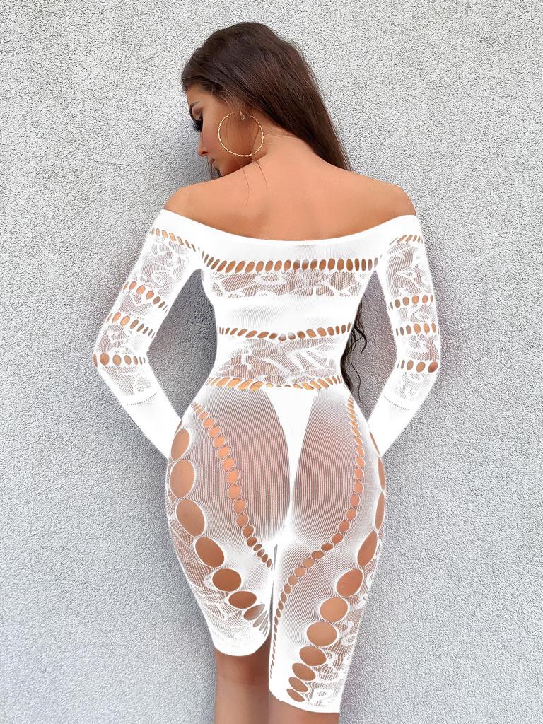 Sexy underwear mesh sexy fishing net pajamas hip skirt long sleeve tights